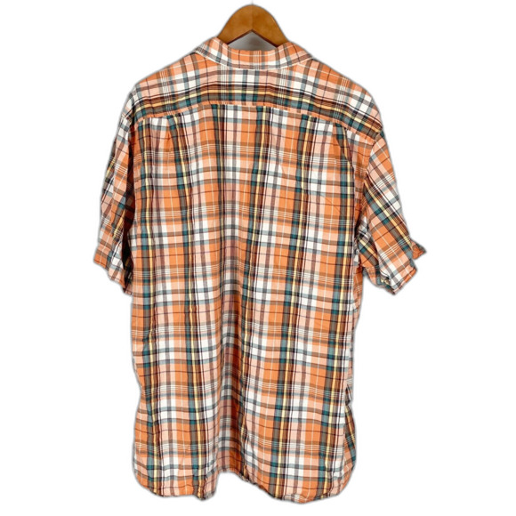 Eddie Bauer XXL Mens Plaid Shirt FALL COLORS Orange Brown Beige - Picture 3 of 5